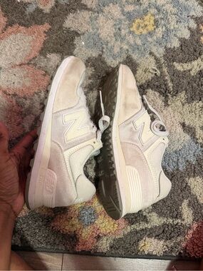 New Balance Off-White & Light Gray Suede Sneakers